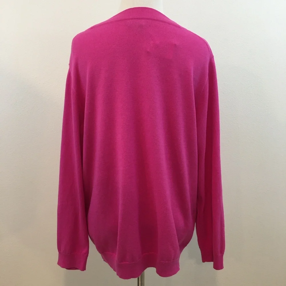 J. Crew | Hot Pink Long Sleeve Pop Over Sweater